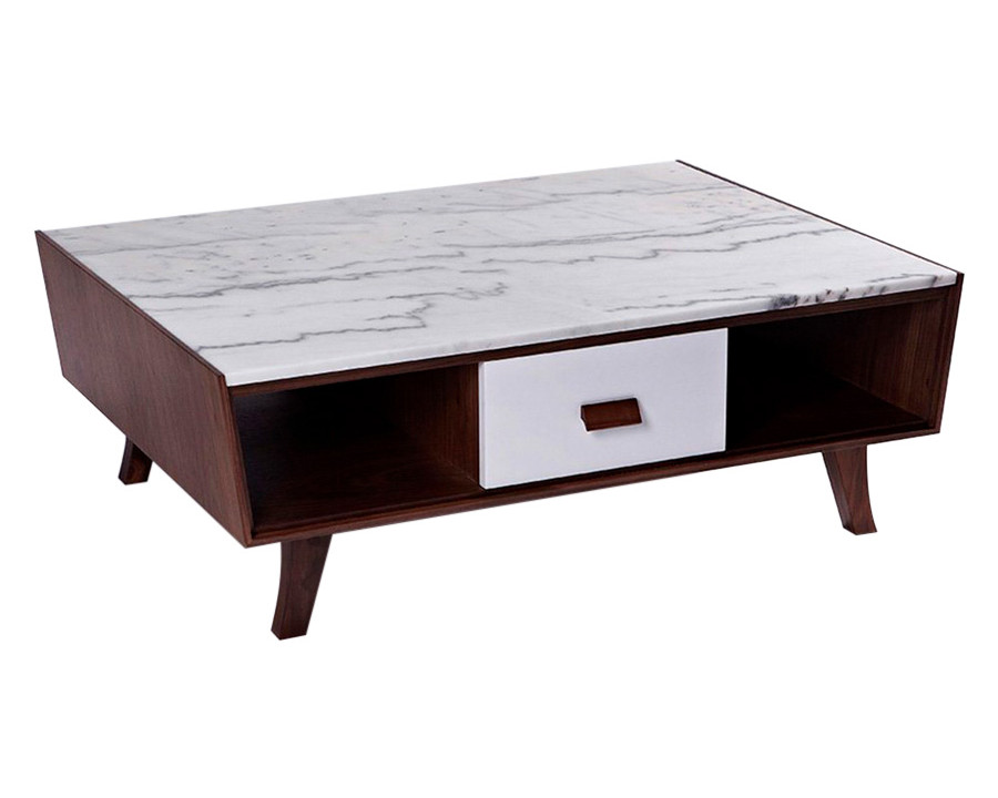 GFURN - Vera Wood & Marble Coffee Table in Walnut