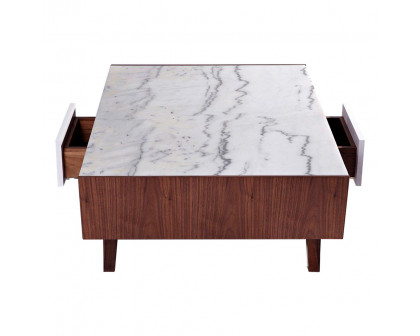 GFURN - Vera Wood & Marble Coffee Table in Walnut