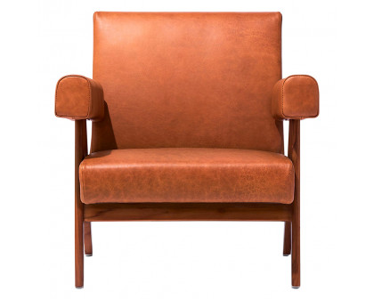 GFURN Debora Lounge Chair - Walnut/Caramel Leather