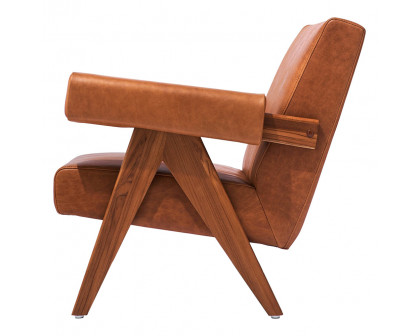 GFURN Debora Lounge Chair - Walnut/Caramel Leather