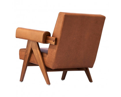 GFURN Debora Lounge Chair - Walnut/Caramel Leather