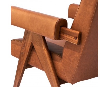 GFURN Debora Lounge Chair - Walnut/Caramel Leather