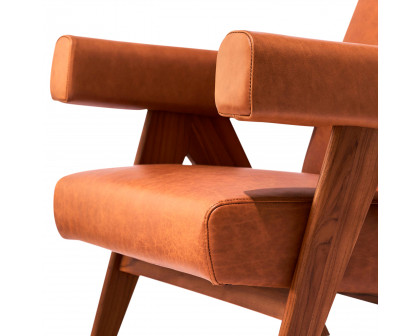 GFURN Debora Lounge Chair - Walnut/Caramel Leather