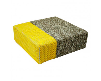 GFURN - Ira Handmade Wool Braided Square Pouf