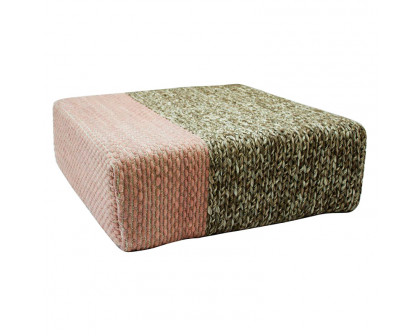 GFURN - Ira Handmade Wool Braided Square Pouf