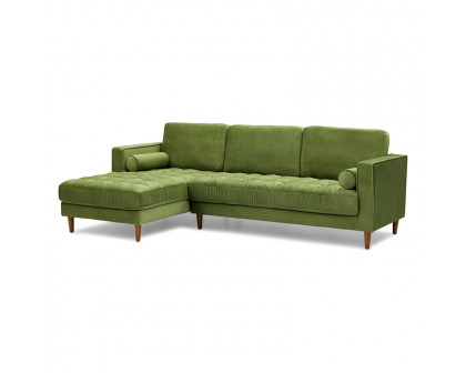 GFURN Bente Tufted Velvet Sectional Sofa - Green, Left Sectional