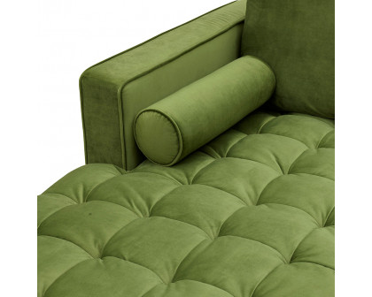 GFURN Bente Tufted Velvet Sectional Sofa - Green, Left Sectional