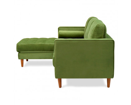 GFURN Bente Tufted Velvet Sectional Sofa - Green, Left Sectional