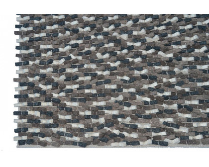 GFURN Chanda Handmade Wool Braided Shaggy Rug - Brown/Black/White, 5 x 7 ft