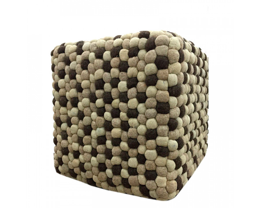 GFURN Handmade Woolen Pebble Pouf - Brown Natural