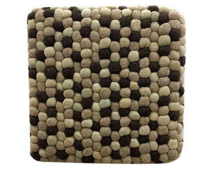 GFURN Handmade Woolen Pebble Pouf - Brown Natural