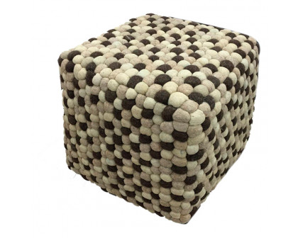 GFURN Handmade Woolen Pebble Pouf - Brown Natural