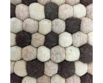 GFURN Handmade Woolen Pebble Pouf - Brown Natural