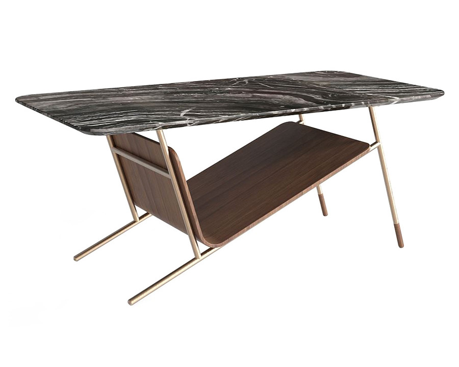 GFURN - Ingmar Coffee Table in Black Marble/Walnut/Champagne