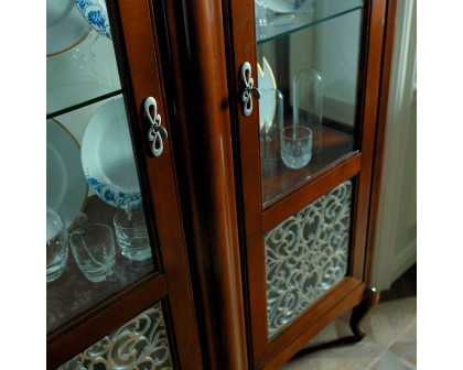 Giorgio Casa Memorie Veneziane 2 Door Glass Cupboard - Dark Walnut