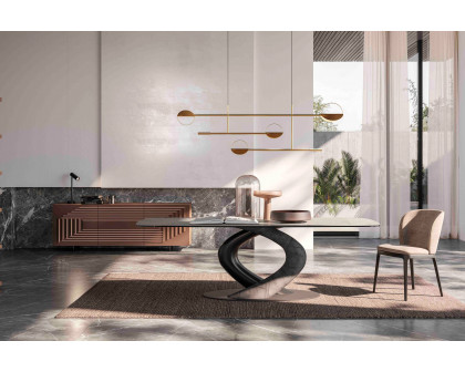 Giorgio Casa Atico Abbraccio Table With Fixed Shaped Top - Cemento F60, 200 cm