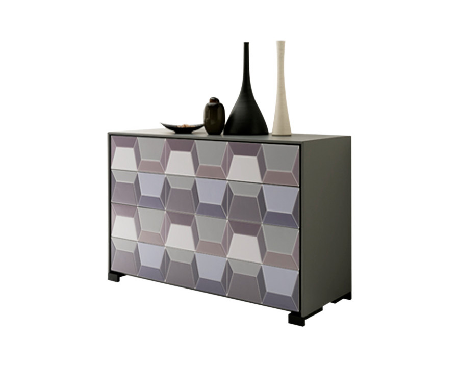 Giorgio Casa - Atico Elice Dresser With Sides And Top In Brown Lacquered Glass And DrawerFronts In Engraved Compact Laminate Z12