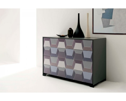 Giorgio Casa - Atico Elice Dresser With Sides And Top In Brown Lacquered Glass And DrawerFronts In Engraved Compact Laminate Z12