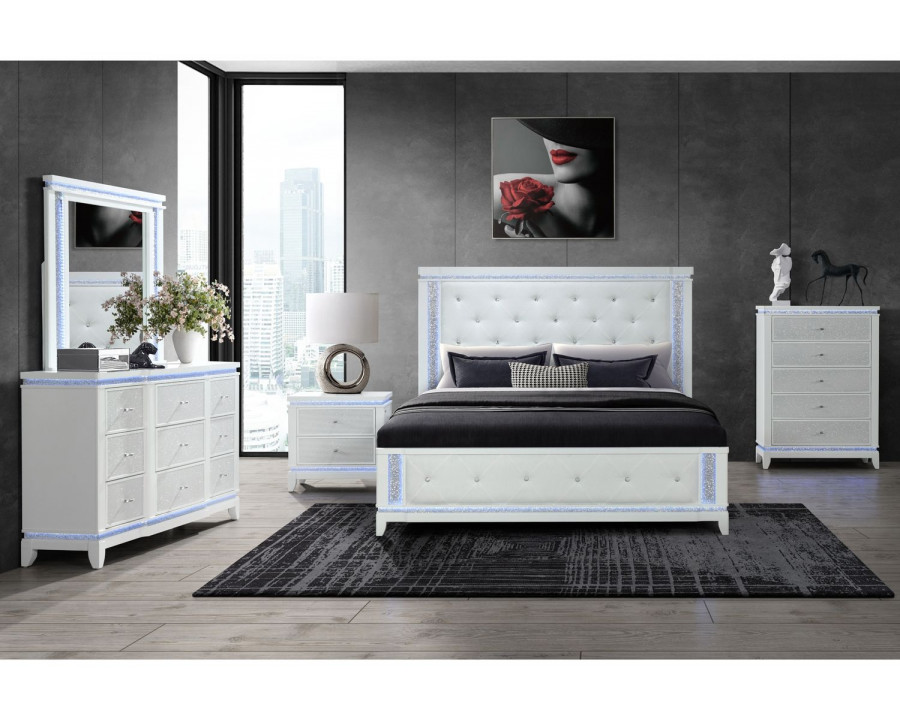 GF Alina White Bed Group With Led