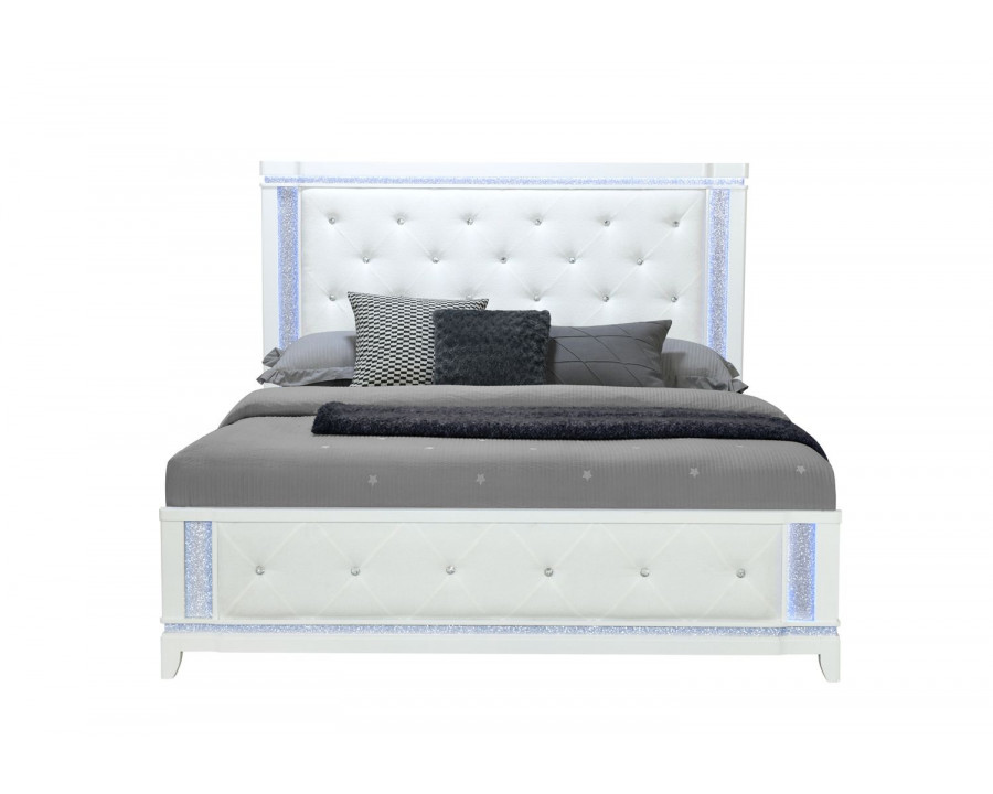 GF Alina White King Bed With Led