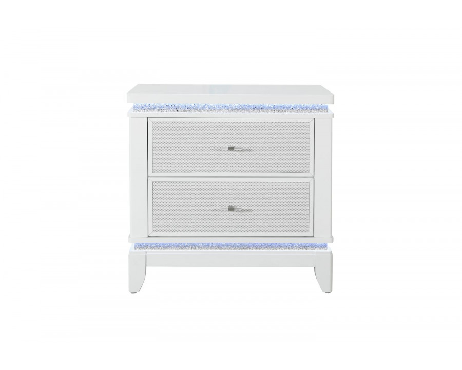 GF - Alina White Nightstand With Led and Usb