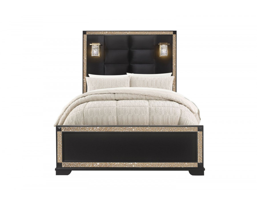 GF Blake Black/Gold Full Bed With Lamps