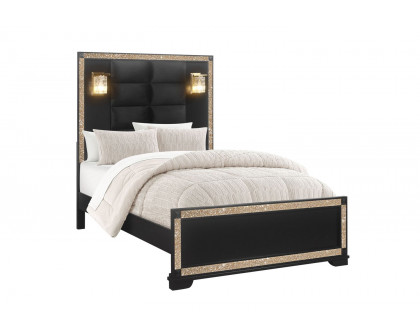 GF Blake Black/Gold Full Bed With Lamps