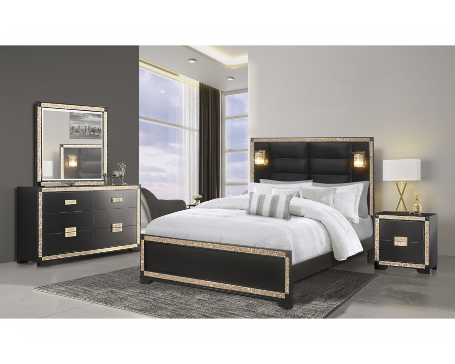 GF Blake/Gold Bed Group With Lamps