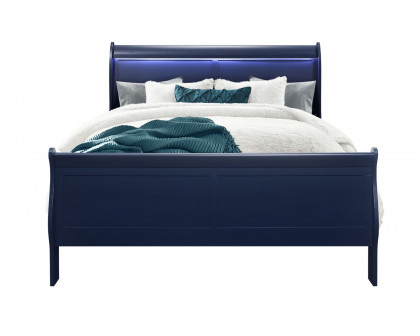 GF Charlie Blue Full Bed Group With Led