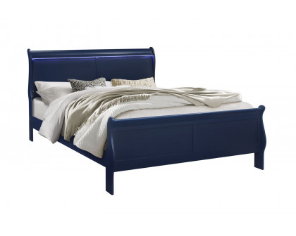 GF Charlie Blue King Bed With Led