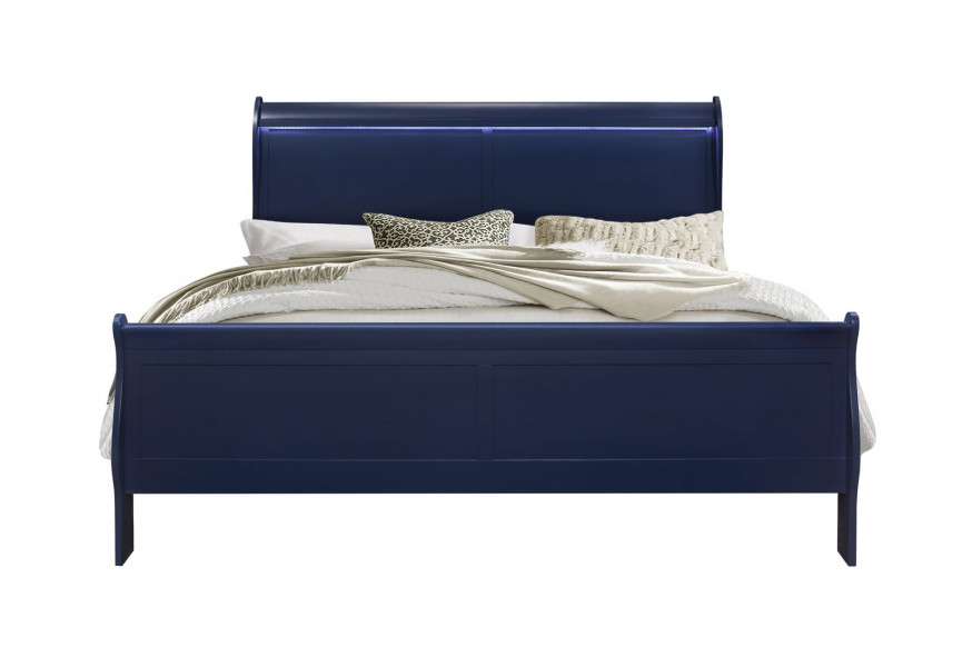 GF™ - Charlie Blue King Bed and Nightstand With Led