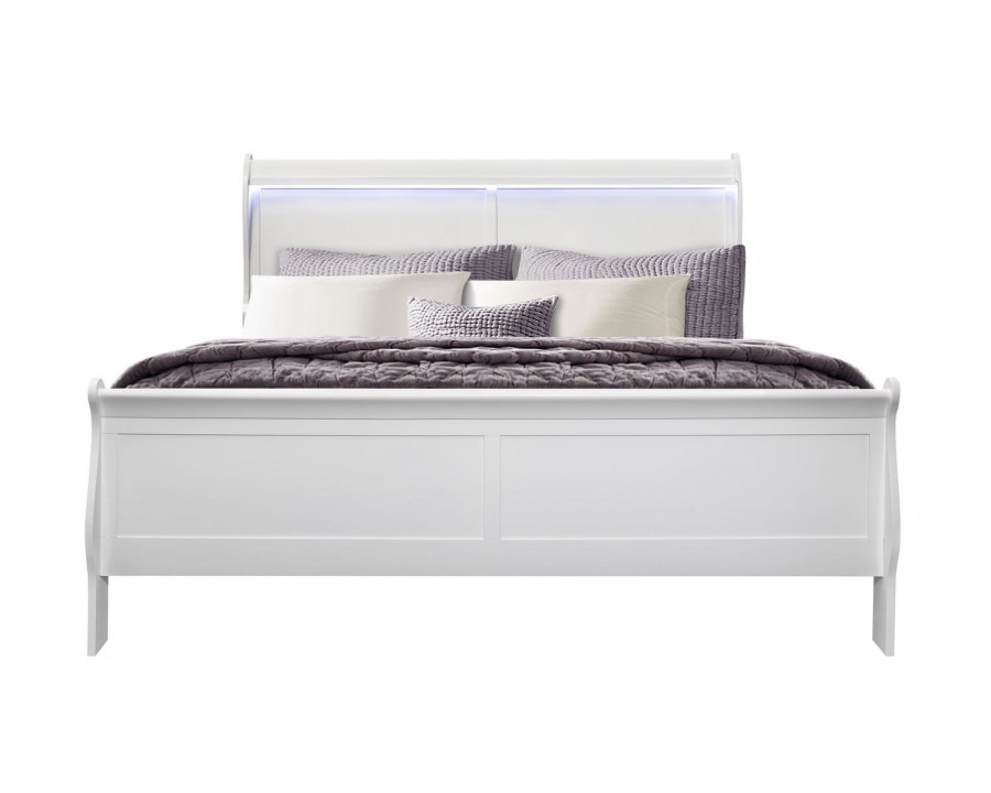 GF Charlie White King Bed With Led