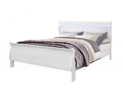 GF Charlie White King Bed With Led