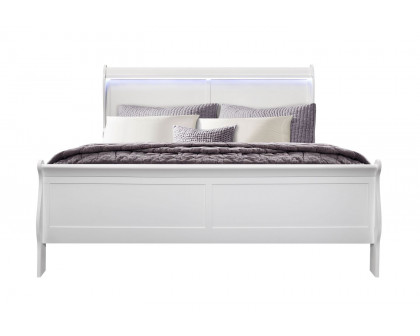 GF Charlie White King Bed Group With Led