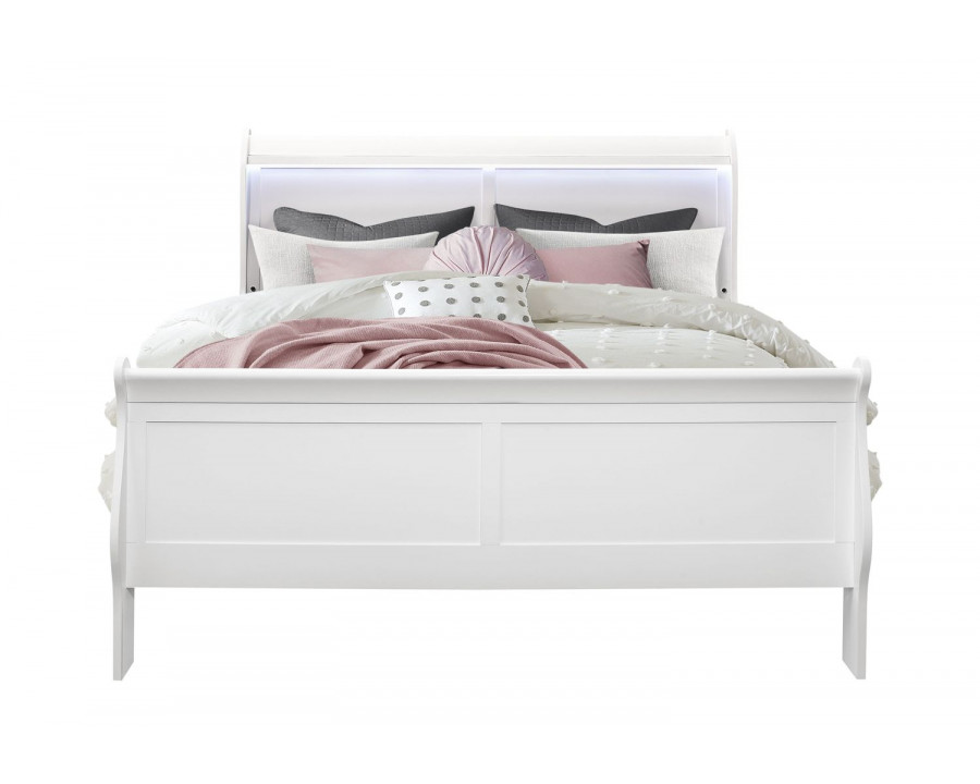 GF Charlie White Queen Bed With Led