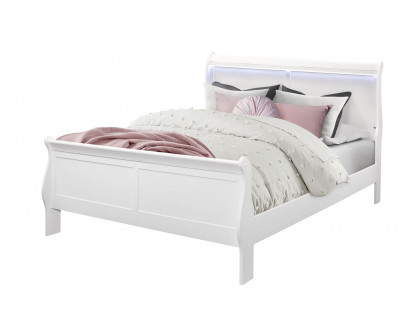 GF Charlie White Queen Bed With Led