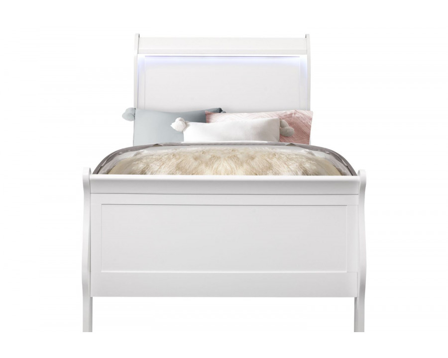 GF Charlie White Twin Bed With Led