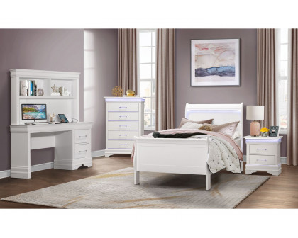 GF Charlie White Twin Bed With Led