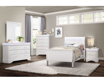 GF Charlie White Twin Bed With Led