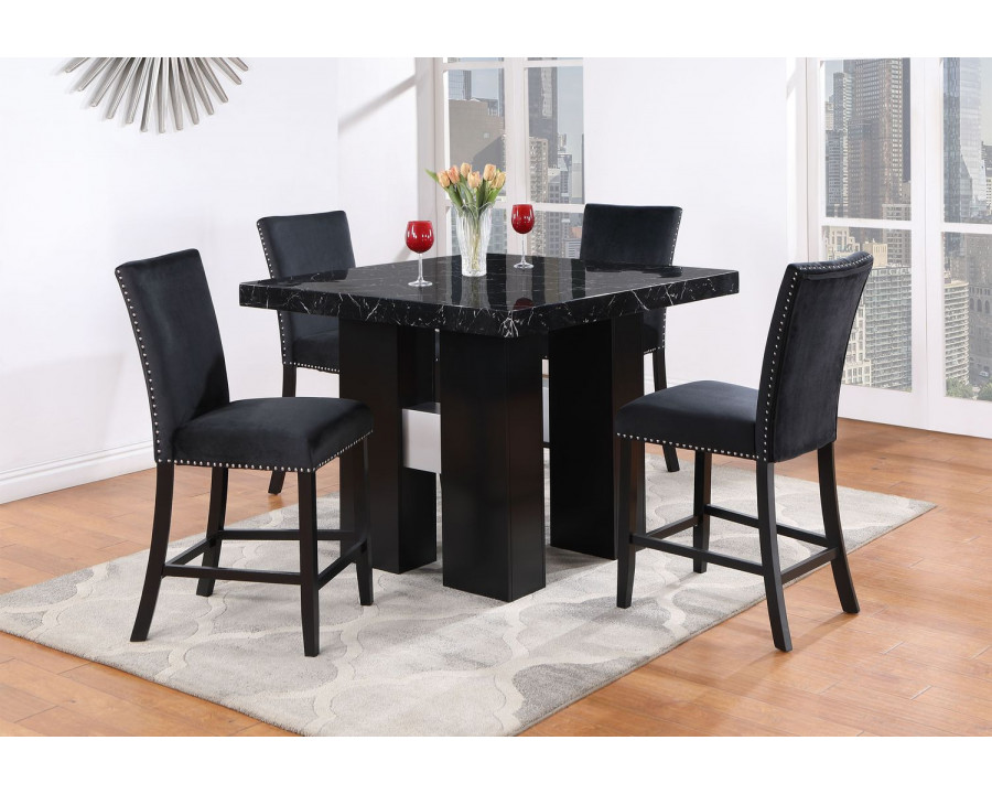 GF - D04BT-BLK + D04BS-BLK Black Bar Table + 4 Bar Stools