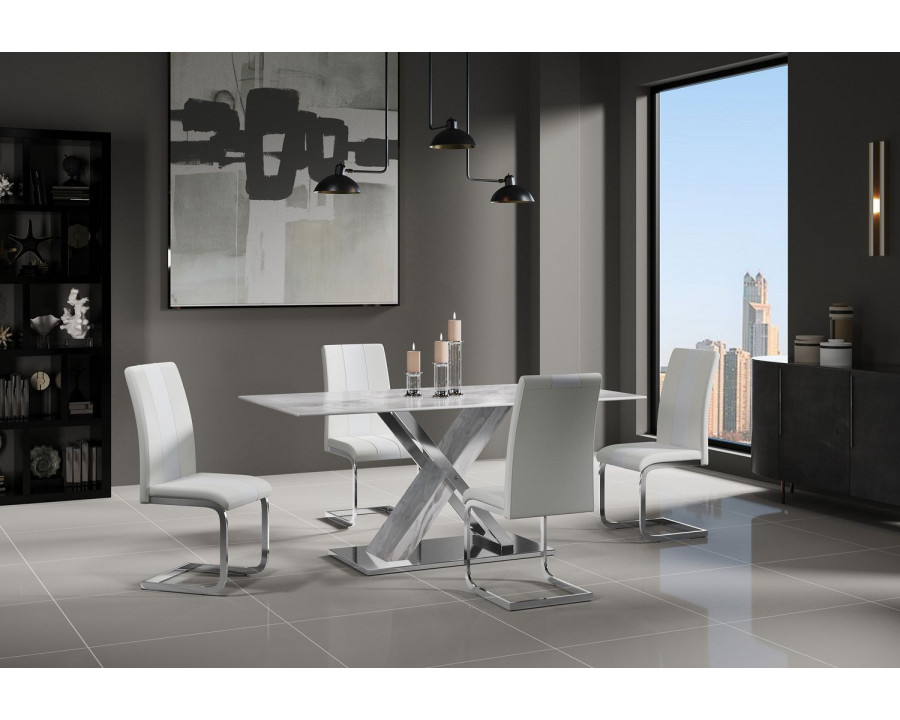 GF D1274DT + D915DC White Dining Table + 4 Dining Chair