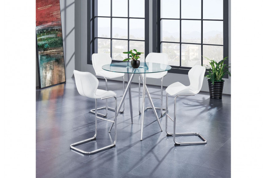 GF™ D1503BT + D1446BS-WH Bar Table + 4 Bar Stools