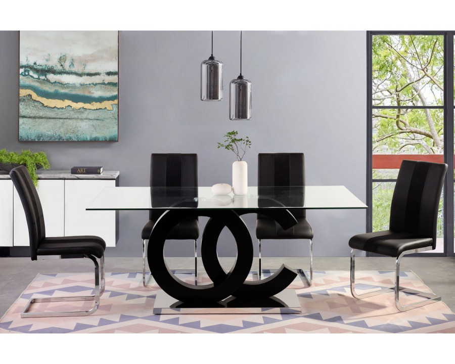 GF D2207DT + D915DC-BLK Dining Table + 4 Dining Chair