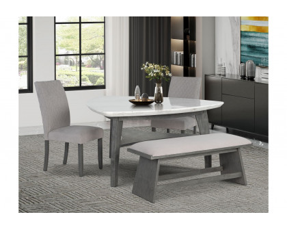 GF - D8192 Triangle DT Dining Table + 2 Dining Chairs + Bench