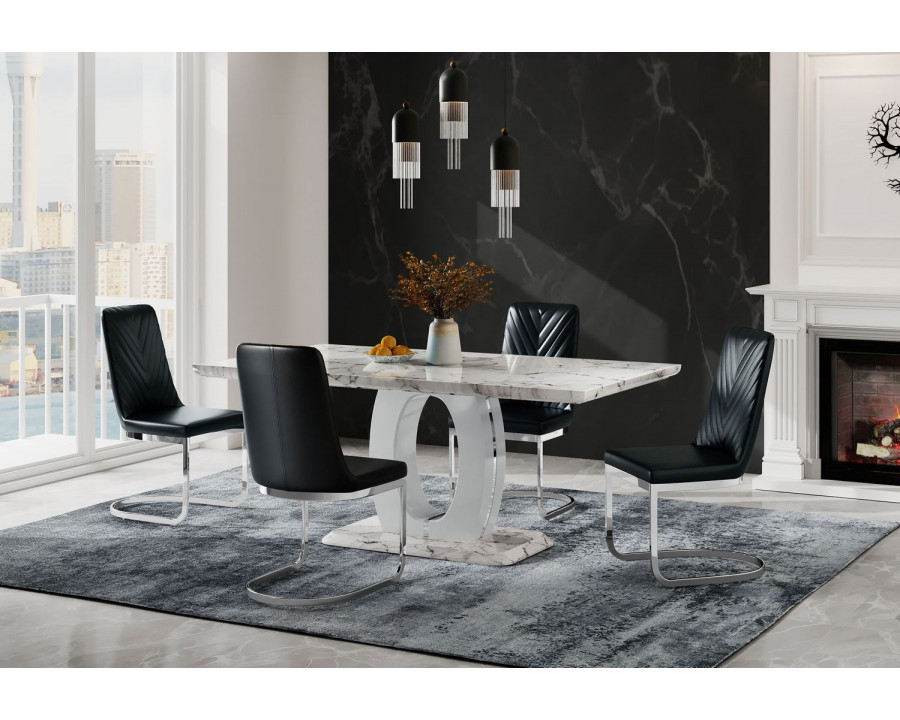 GF D894DT + D1067DC-BL Dining Table + 4 Dining Chair