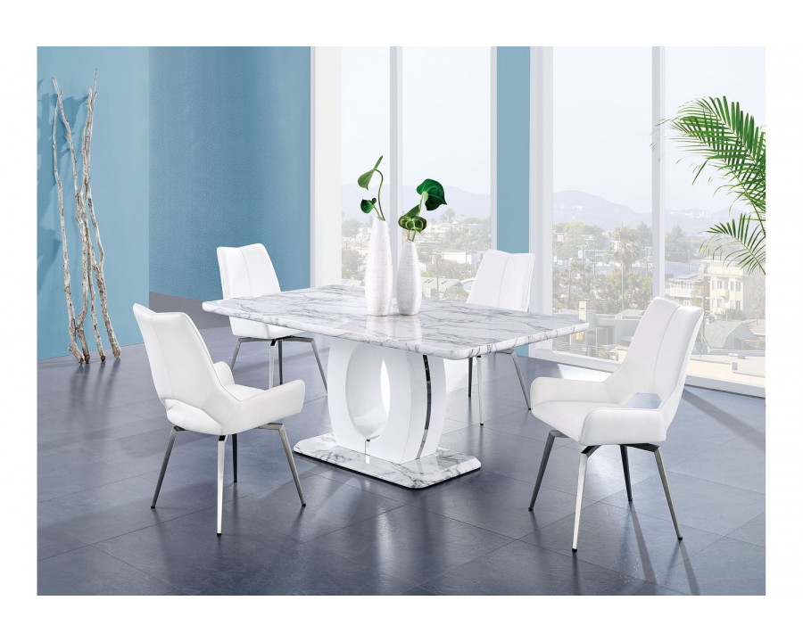 GF - D894DT + D4878NDC-WH Dining Table + 4 Dining Chair