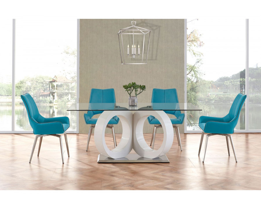 GF - D9002DT + D4878DC-TURQ Dining Table + 4 Dining Chair