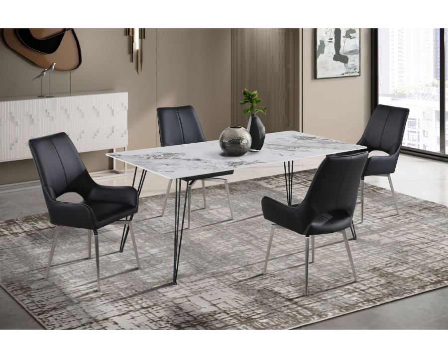 GF - D90102DT + D4878DC-BLK Dining Table + 4 Dining Chair