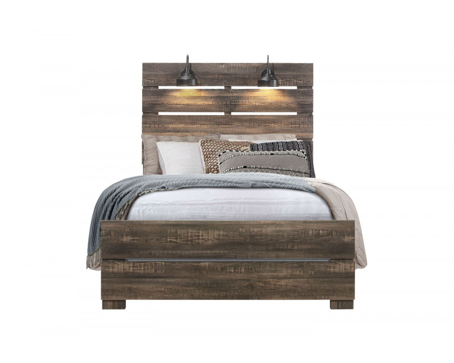 GF Linwood Oak Bed With Lamps