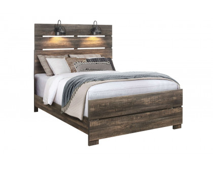 GF Linwood Oak Bed With Lamps